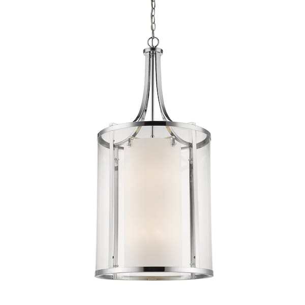 Z-Lite Willow 12 Light Chandelier, Chrome & Clear Outside with Matte Opal Inside 426-12-CH - main